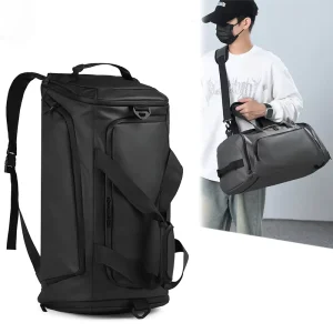 Black Waterproof Polyester Large Capacity Shoulder Bag Men’s Outdoor Sport Gym Bag