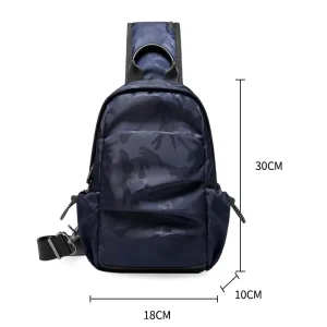 Blue Camo 2 in 1 Men’s Gym & Racquet Bag with Zipper Closure Waterproof Design for Badminton Ballet Travel & Marine Use