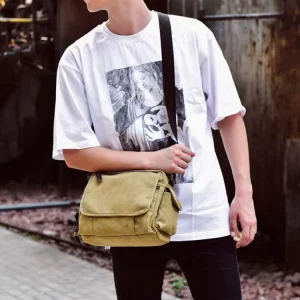 Boy Student Shoulder Sac Men’s Sling Bag Vintage Canvas Postman Bag for Men