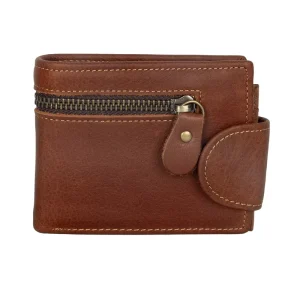 Brown Men’s Pebble Genuine Leather Cash Wallet for Men RFID Blocking Zipper Men Vintage Cow Leather Luxury Coin Purse Wallets