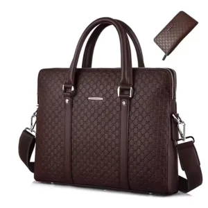 Business Bag Men’s PU Leather Office Single Shoulder Cross Bag Waterproof Briefcase