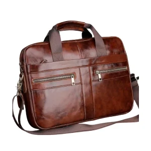 Business Briefcases Genuine Leather Messenger Bag Men’s Shoulder Bags Leather Laptop Briefcases