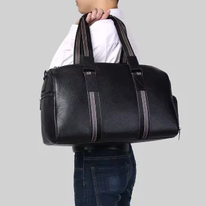 Business Casual Soft Leather Genuine Leather Duffel Bag Large Capacity Outdoor Cowhide Leather Travel Mens Single Shoulder