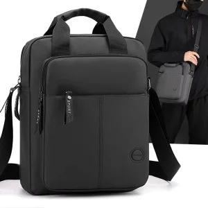 Business Commuting Men’s Durable Single Shoulder Bag Large Capacity Multi Pocket Vertical Handbag Polyester Middle Aged Young