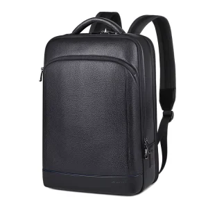 Business Computer Notebook Full Grain Genuine Pebble Pattern Waterproof Leather Laptop Backpack for Men