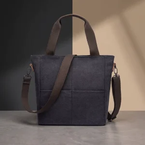 Business Crossbody Bags Casual Laptop Handbags Unisex Canvas Student Tote Bags for Men