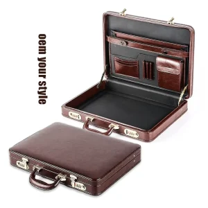 Business Design PU Leather Briefcase for Men With Password Lock Anti-theft Men’s Portable Briefcase Handbag