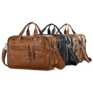 Business Document Waterproof Leather Briefcase Computer Hand Bag Genuine Leather Laptop Bag