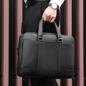 Business Genuine Leather Men’s Handbag 14 inch Laptop Bag Shoulder Crossbody Bag Briefcase
