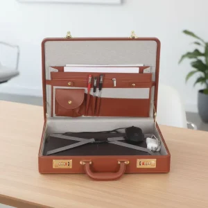 Business Leather Briefcase Laptop File Case Storage Box Vintage Stylish Attache Cases Leather Men’s Bags Briefcases