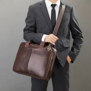 Business Leather Office Bags Genuine Leather Messenger Bag Laptop Bags Men Briefcase Leather Briefcase