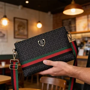 Business Men’s Clutch Bag Fashion Large Capacity Men’s Handbag Vintage Wallet with Waterproof PVC Interior Multiple Layers
