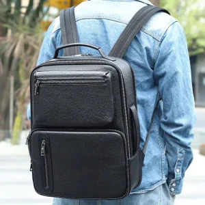 Business Men’s Leather Backpack 16 Inch Laptop Bag Multifunctional Travel Backpack Genuine Leather Backpack for Men