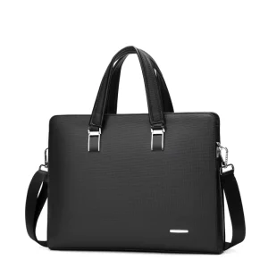 Business Men’s PU Waterproof Wear resistant Leather Office Bag Men’s Briefcase Laptop Bag Suitable for Daily Attendance