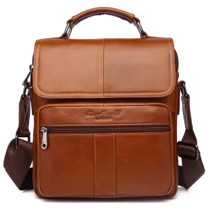 Business Men’s Shoulder Bag Top Layer Cowhide Men’s Handbag Daily Office and Travel Use Beg for Man