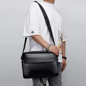 Business Men’s Vintage Fashion Portable Crossbody Shoulder Bag PU Leather Custom Logo Sling Bag