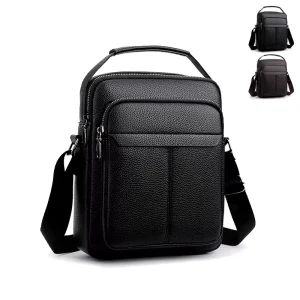 Business Series Men’s Crossbody Bag High Quality Leather Messenger Bag Simple Handbag for Travel and Daily Use Durable Pu
