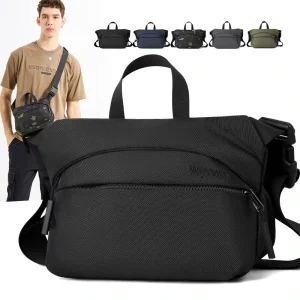 Business Style Simple Men’s Large Capacity Cross body Bag Single Shoulder Waist Bag Waterproof Messenger Bag Travel Chest Bags