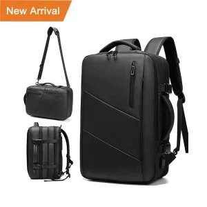 Business Travel Backpack with Multiform Laptop Support USB Charging Waterproof Hidden Reversible Front-cover