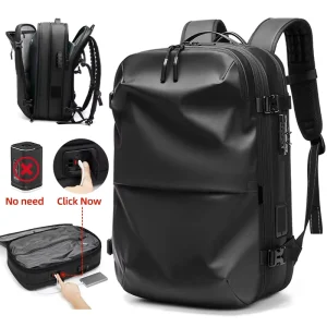 Business Travel Compression Backpack with TSA Lock 17.3″ Laptop Dry Wet Separation Adjustable Chest Strap Men’s Backpack