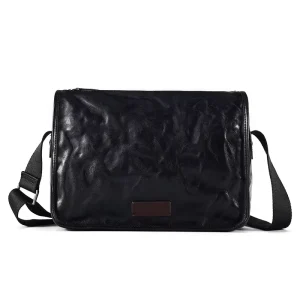 Business Zip Handbag Crossbody Men’s Sling Shoulder Bag Genuine Leather Messenger Bag for Men
