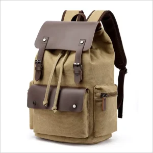 Canvas Backpack for Women Vintage Style Outdoor Travel Bag Men’s Casual Day Pack Cloth Zippered Rucksack