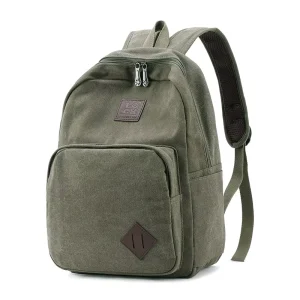 Canvas Men’s Backpack with Zipper Closure Wear-resistant Durable for Sports Business School Use