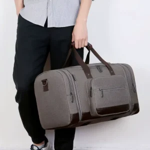 Canvas Men’s Casual Luggage Bag Large Capacity Expandable Sports Fitness Travel Bag String Burden Reduction Stock