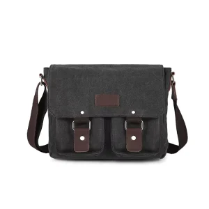 Canvas Mens Messenger Bag with Laptop Compartment for Business Men