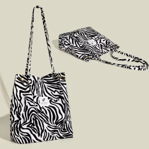 Canvas Tote Bag for Duty with Handle and Print Duffle Makeup Bag