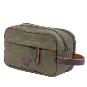 Casual Canvas Men’s Clutch Bag Business Solid Color Organizer Clutch Carrying Bag Travel Wash Storage Cosmetic Bag