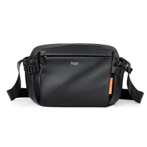 Casual Crossbody Bag Men’s Advanced Sense Waterproof Leather Mic Functional Style Lightweight Solid Color Shoulder Bag