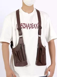 Casual Men’s Crossbody Sling Bag Fashion Vest Backpack PU Leather Underarm Chest Bag Lightweight Shoulder Bag for Daily Sport