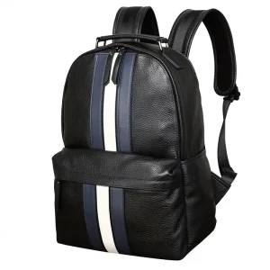 Casual Men’s Genuine Leather Backpack Urban Simplicity Style Waterproof Anti Theft Large Capacity Lightweight Commuter Bag
