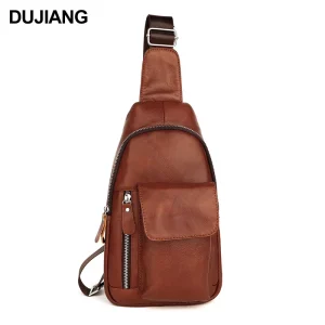 Casual Men’s Genuine Leather Messenger Bag Fashion Crossbody Single Shoulder Chest Pack Custom Logo Mini Sling Chest Bag