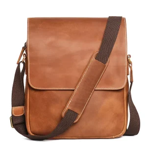 Casual Men’s Genuine Leather Messenger Sling Bag Top Layer Cowhide Document Tote Crossbody Shoulder Bag Bolsa De Hombro