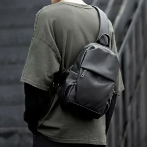 Casual Men’s PU Leather Crossbody Bags Custom Logo Fashion Waterproof Portable Travel Handbags