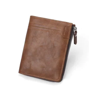 Casual Men’s PU Leather Wallets Anti Theft RFID Short Wallet Black Credit Card Holder Coin Cash Clip Zip Around Wallet