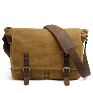 Casual Men’s Shoulder Bag Batik Canvas Crossbody Bag Vintage Simple Waterproof Satchel Computer Bag
