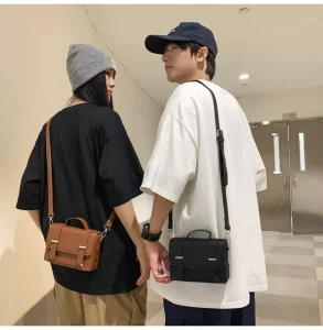 Casual PU Leather Shoulder Messenger Bag for Men Custom Logo Waterproof