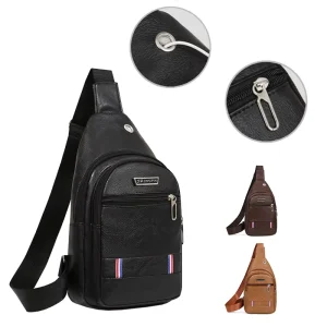 Casual Retro Anti Theft Men’s Single Shoulder Bag Outdoor Waterproof Teenager Messenger PU Chest Bag