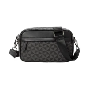 Casual Street Style PVC Men’s Small Satchel Crossbody Shoulder Bag Travel and Work Business Bag with Zipper Closure