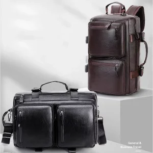 Casual Travel Backpack for Men Multi-function Men’s Leather Backpack