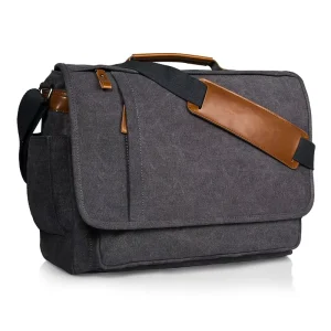 Casual Travel Work College Waterproof Men’s Canvas 17 Inch Laptop Business Shoulder Computer Messenger Bags