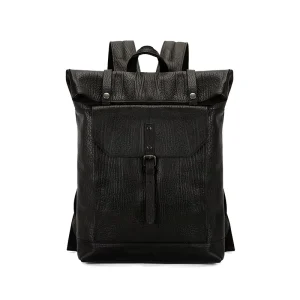 Casual Vintage Genuine Leather Men Rolltop Backpack Collage Bookbags Real Cowhide Laptop Backpack Travel Outdoor School Bags