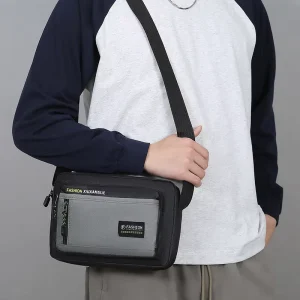 Casual and Versatile Men’s Messenger Bag Daily Simple Shoulder Bag Contrast Color Design Multiple Colors to Choose From