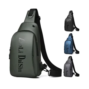 Chest Shoulder Sling Men’s Crossbody Mens Leisure Waterproof Lightweight Chest Bags for Men with Usb