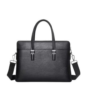 China Factory New Style Men’s Handbag Business Briefcase PU Leather Messenger Bag to Send the Same Clutch Bag 14 Inch