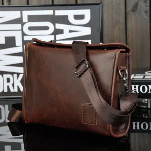 Chinese Online Markets Crazy Horse Leather Men’s Crossbody Bag Retro Single Shoulder Style Small Square PU Bag