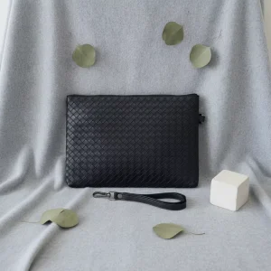 Chinese Online Markets Men’s Handbags Woven Long Wallet Clutch Bag Korean Style Zipper Slim Briefcase Bag